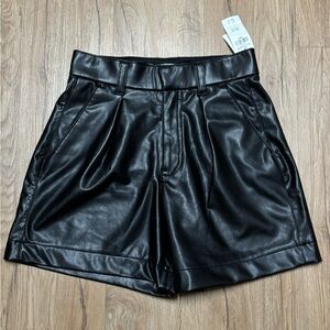 Abercrombie & Fitch Vegan Leather Shorts in Black